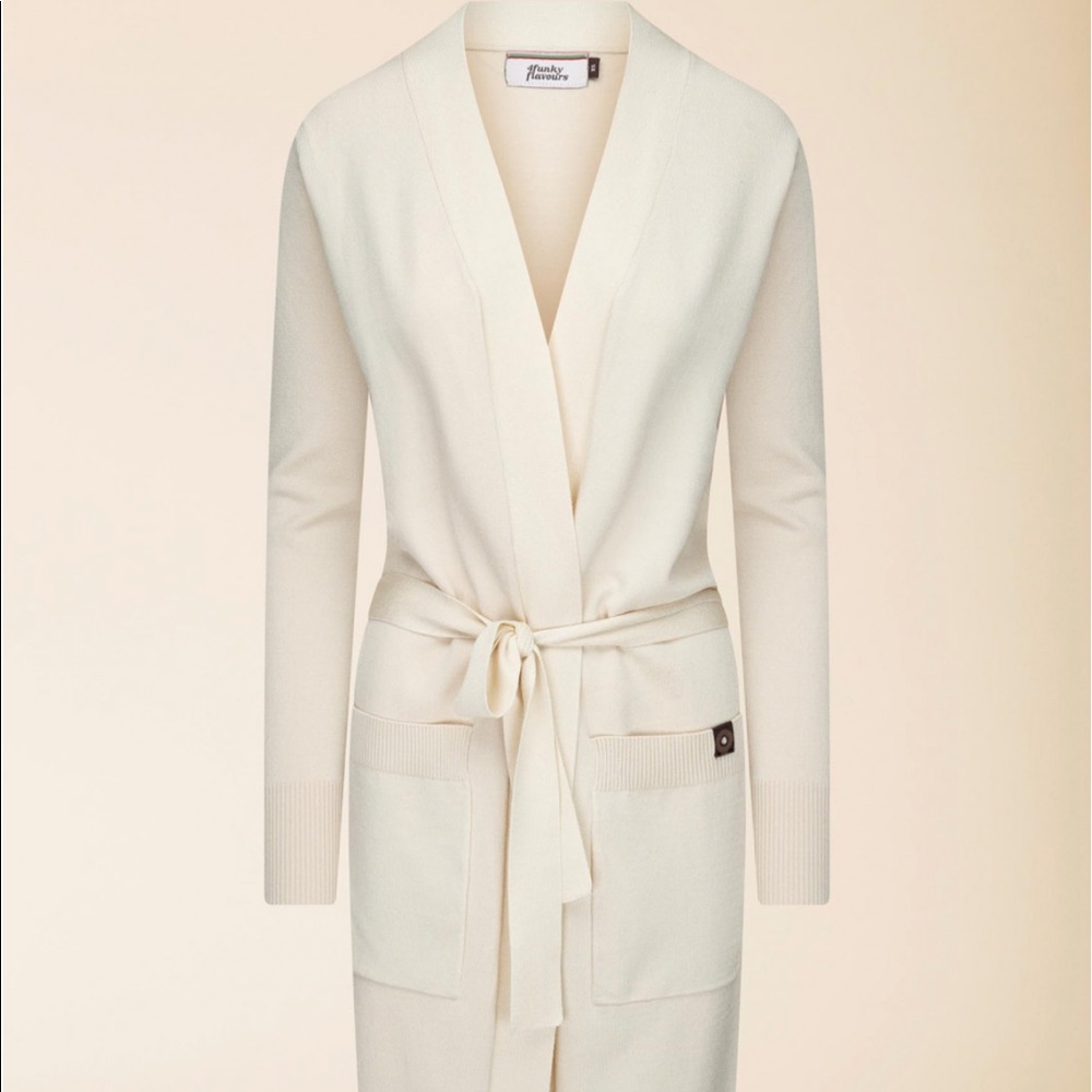 4 Funky Flavours Long Belted Cardigan Size S NWT